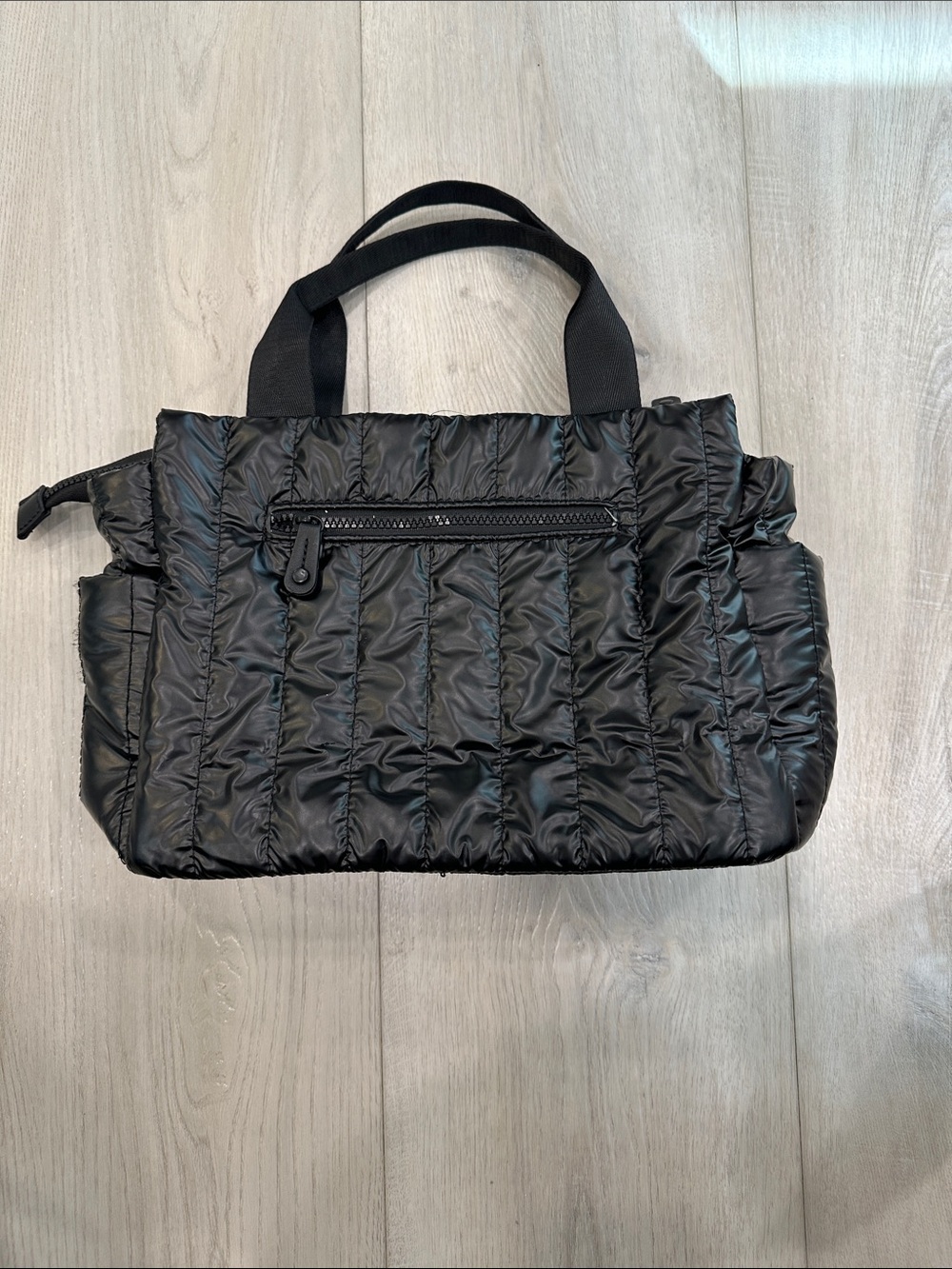 Quilted Nylon Tote Bag in Black